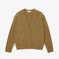 Pullovers | LACOSTE Cardigan Femme Lacoste Col En V En Laine