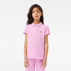 Vetements Fille | LACOSTE Polo Fille Lacoste En Mini Pique Avec Col Festonne