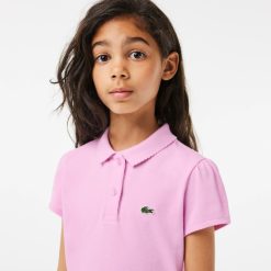 Vetements Fille | LACOSTE Polo Fille Lacoste En Mini Pique Avec Col Festonne