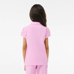 Vetements Fille | LACOSTE Polo Fille Lacoste En Mini Pique Avec Col Festonne