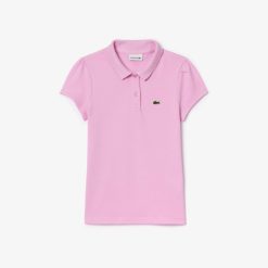 Vetements Fille | LACOSTE Polo Fille Lacoste En Mini Pique Avec Col Festonne