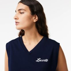 Vetements De Sport | LACOSTE Crop Top Sport Ultra-Dry Avec Imprime Lacoste