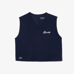 Vetements De Sport | LACOSTE Crop Top Sport Ultra-Dry Avec Imprime Lacoste