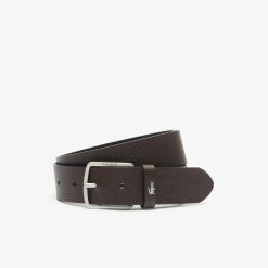 Ceintures | LACOSTE Ceinture En Cuir Graine Avec Crocodile