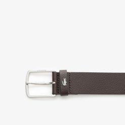 Ceintures | LACOSTE Ceinture En Cuir Graine Avec Crocodile