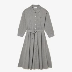 Robes & Jupes | LACOSTE Robe Polo Ample Ceinturee En Petit Pique De Coton