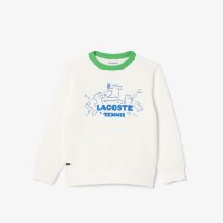 Vetements Fille | LACOSTE Sweatshirt A Col Rond En Molleton Avec Imprime