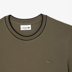 T-Shirts | LACOSTE T-Shirt En Pique Stretch A Col Raye