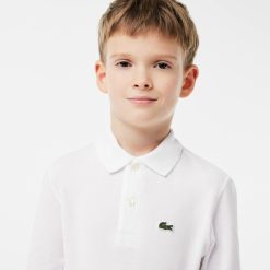 Vetements Garcon | LACOSTE Polo Regular Fit A Manches Longues Enfant Lacoste En Petit Pique Uni