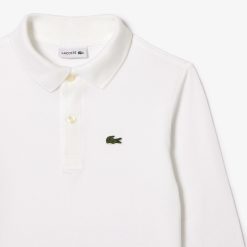 Vetements Garcon | LACOSTE Polo Regular Fit A Manches Longues Enfant Lacoste En Petit Pique Uni