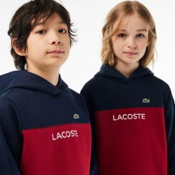 Vetements Fille | LACOSTE Sweatshirt A Capuche Enfant Lacoste En Molleton Coton Biologique