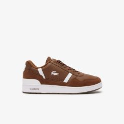 Sneakers | LACOSTE Sneakers T-Clip Homme En Cuir Bicolores