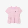 Vetements Fille | LACOSTE T-Shirt A Basque Raye En Jersey De Coton