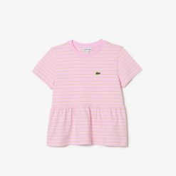 Vetements Fille | LACOSTE T-Shirt A Basque Raye En Jersey De Coton