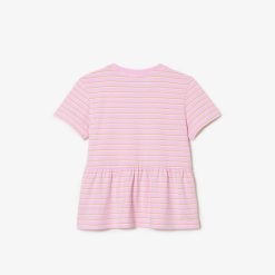 Vetements Fille | LACOSTE T-Shirt A Basque Raye En Jersey De Coton