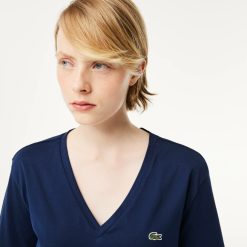 T-Shirts | LACOSTE T-Shirt Relaxed Fit En Jersey De Coton Doux Col V