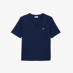 T-Shirts | LACOSTE T-Shirt Relaxed Fit En Jersey De Coton Doux Col V