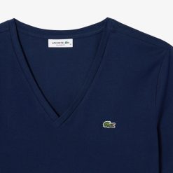 T-Shirts | LACOSTE T-Shirt Relaxed Fit En Jersey De Coton Doux Col V