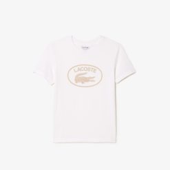 Vetements Fille | LACOSTE T-Shirt Enfant Avec Marquage Contraste Lacoste En Jersey De Coton