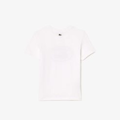 Vetements Fille | LACOSTE T-Shirt Enfant Avec Marquage Contraste Lacoste En Jersey De Coton