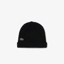 Chapeaux & Casquettes | LACOSTE Bonnet Unie Lacoste En Laine Cotelee