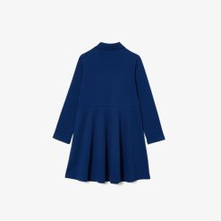 Vetements Fille | LACOSTE Robe Fille Lacoste Manches Longues Et Col Polo En Pique Stretch