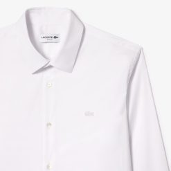 Chemises | LACOSTE Chemise Homme Lacoste Slim Fit Col Francais En Popeline De Coton