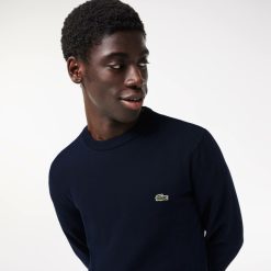 Pullovers | LACOSTE Pull A Col Rond En Coton Uni