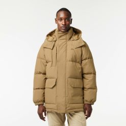 Manteaux & Vestes | LACOSTE Doudoune Mi-Longue Deperlante En Duvet Avec Capuche Amovible