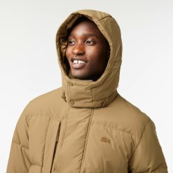 Manteaux & Vestes | LACOSTE Doudoune Mi-Longue Deperlante En Duvet Avec Capuche Amovible