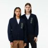 Pullovers | LACOSTE Cardigan Double Face Laine Et Coton Avec Crocodiles Iconiques