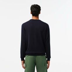 Pullovers | LACOSTE Pull A Col Rond En Laine Merinos Unie