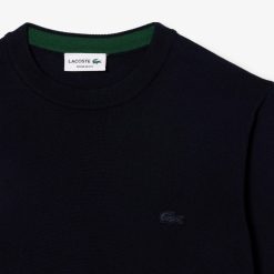 Pullovers | LACOSTE Pull A Col Rond En Laine Merinos Unie