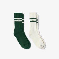 Chaussettes | LACOSTE Chaussettes Unies Avec Rayures Contrastees En Maille Cotelee