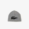 Chapeaux & Casquettes | LACOSTE Bonnet Unie Lacoste Reversible Avec Crocodile Contraste