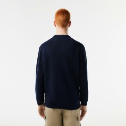 Pullovers | LACOSTE Pull A Col Rond En Laine Unie