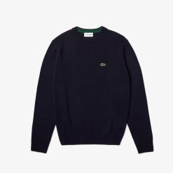 Pullovers | LACOSTE Pull A Col Rond En Laine Unie