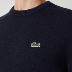 Pullovers | LACOSTE Pull A Col Rond En Laine Unie