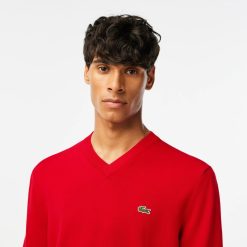 Pullovers | LACOSTE Pull A Col V En Coton Biologique Uni