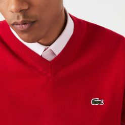 Pullovers | LACOSTE Pull A Col V En Coton Biologique Uni