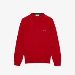 Pullovers | LACOSTE Pull A Col V En Coton Biologique Uni