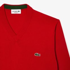 Pullovers | LACOSTE Pull A Col V En Coton Biologique Uni