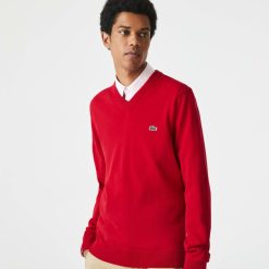 Pullovers | LACOSTE Pull A Col V En Coton Biologique Uni