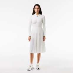 Robes & Jupes | LACOSTE Jupe Plissee Unie Fluide A Taille Elastiquee