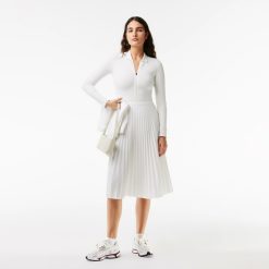 Robes & Jupes | LACOSTE Jupe Plissee Unie Fluide A Taille Elastiquee