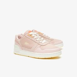 Sneakers | LACOSTE Sneakers T-Clip Femme Lacoste En Cuir Avec Semelle En Gomme