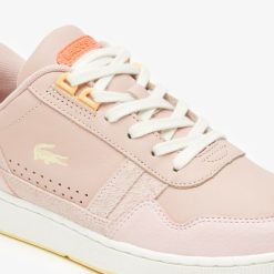 Sneakers | LACOSTE Sneakers T-Clip Femme Lacoste En Cuir Avec Semelle En Gomme