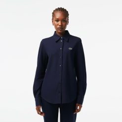 Chemises & Hauts | LACOSTE Chemise Femme A Col Francais Lacoste En Pique De Coton