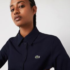 Chemises & Hauts | LACOSTE Chemise Femme A Col Francais Lacoste En Pique De Coton