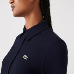 Chemises & Hauts | LACOSTE Chemise Femme A Col Francais Lacoste En Pique De Coton